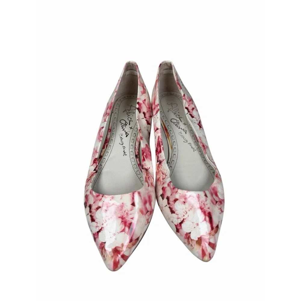 Alice &‎ Olivia Hudson Patent Leather Floral Cherry Blossom Women's Ballet Flats